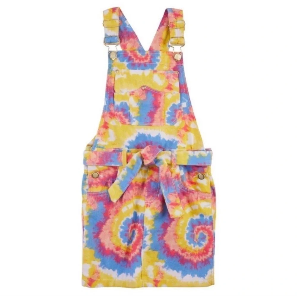 Girls' Vibrant Tie-Dye Overalls
